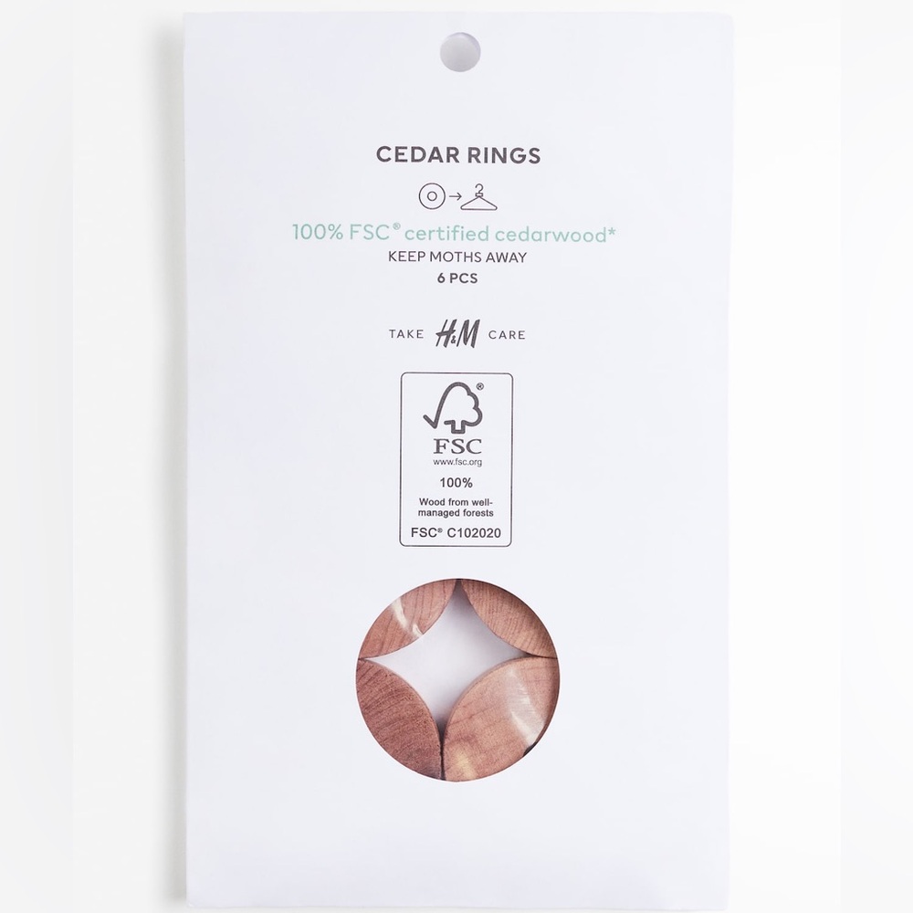 4/$20 H&M Natural 6-Pack Cedar Wood Rings Set